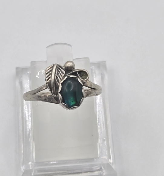 Green Albalone 925 Navajo Ring Size 7 - Picture 3 of 4